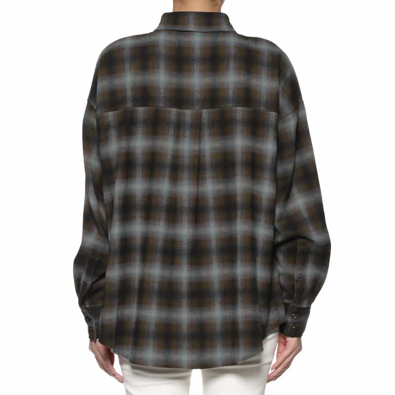 BARNEYS NEW YORK ウォッシャブル オンブレチェックシャツ BLUE