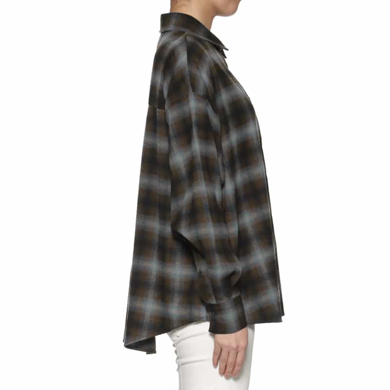 BARNEYS NEW YORK ウォッシャブル オンブレチェックシャツ BLUE