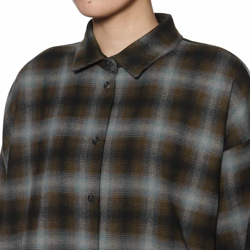 BARNEYS NEW YORK ウォッシャブル オンブレチェックシャツ BLUE