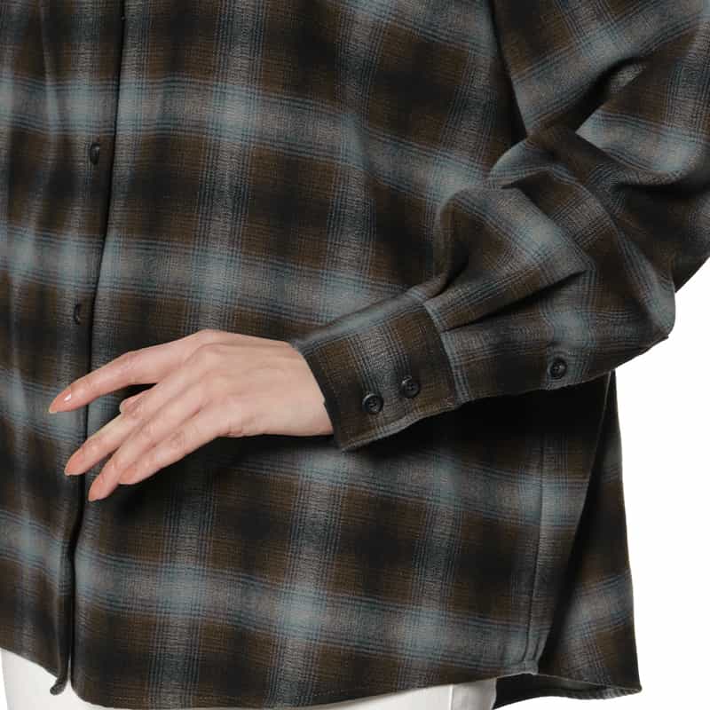 BARNEYS NEW YORK ウォッシャブル オンブレチェックシャツ BLUE