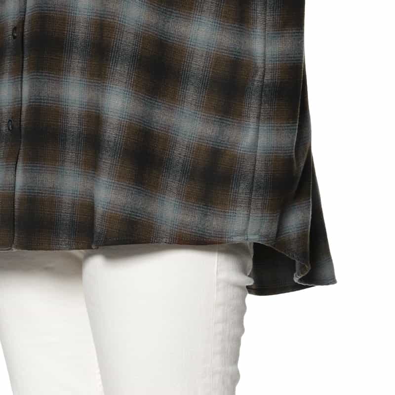 BARNEYS NEW YORK ウォッシャブル オンブレチェックシャツ BLUE