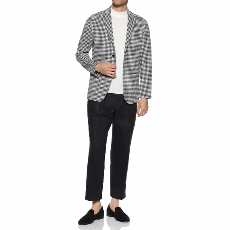 BARNEYS NEW YORK チェック柄ジャージージャケット BLUE