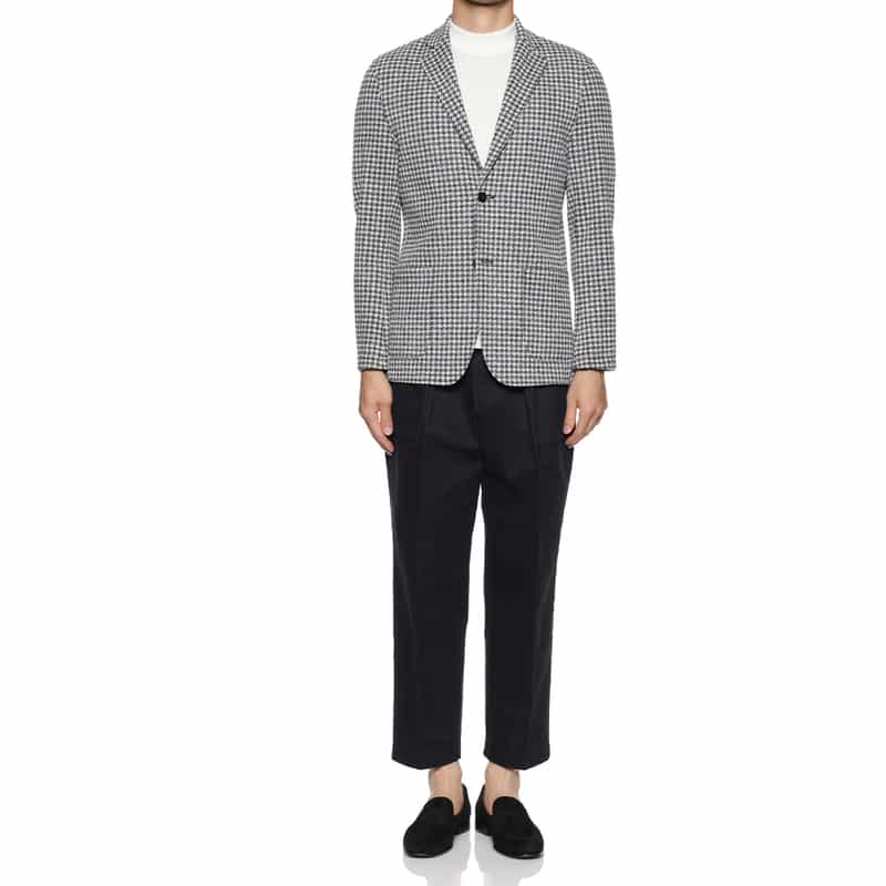 BARNEYS NEW YORK チェック柄ジャージージャケット BLUE