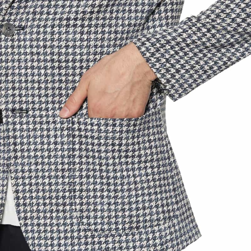 BARNEYS NEW YORK チェック柄ジャージージャケット BLUE