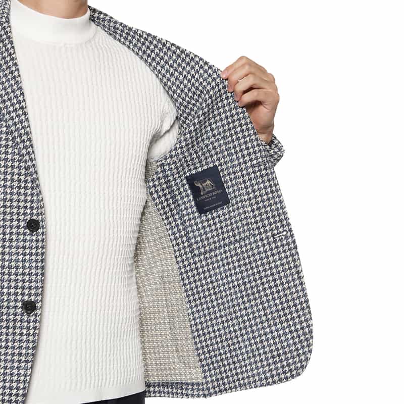 BARNEYS NEW YORK チェック柄ジャージージャケット BLUE