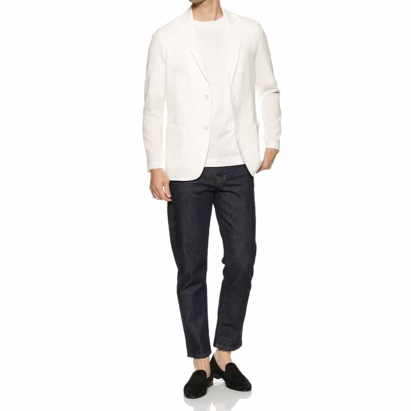 BARNEYS NEW YORK ストレッチサッカー素材 ジャケット WHITE
