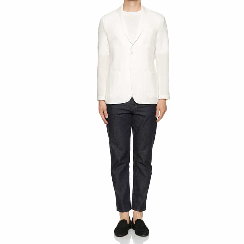 BARNEYS NEW YORK ストレッチサッカー素材 ジャケット WHITE