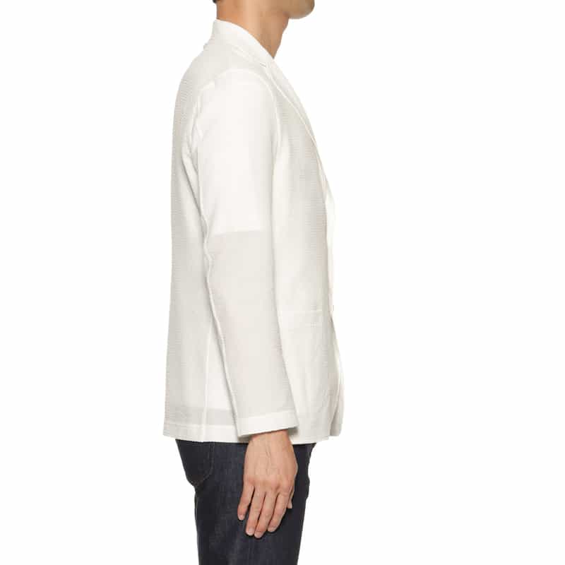 BARNEYS NEW YORK ストレッチサッカー素材 ジャケット WHITE
