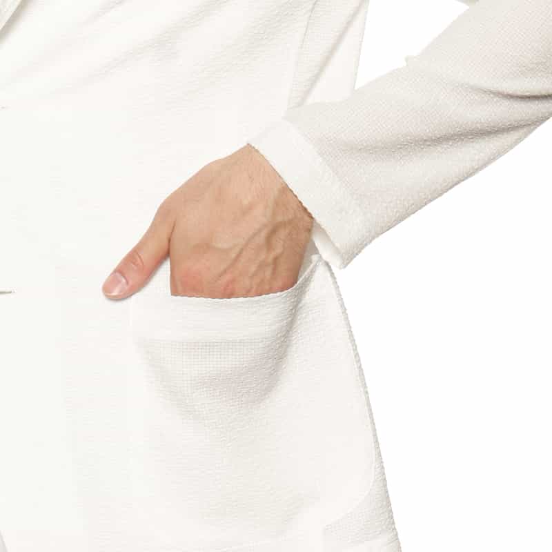 BARNEYS NEW YORK ストレッチサッカー素材 ジャケット WHITE