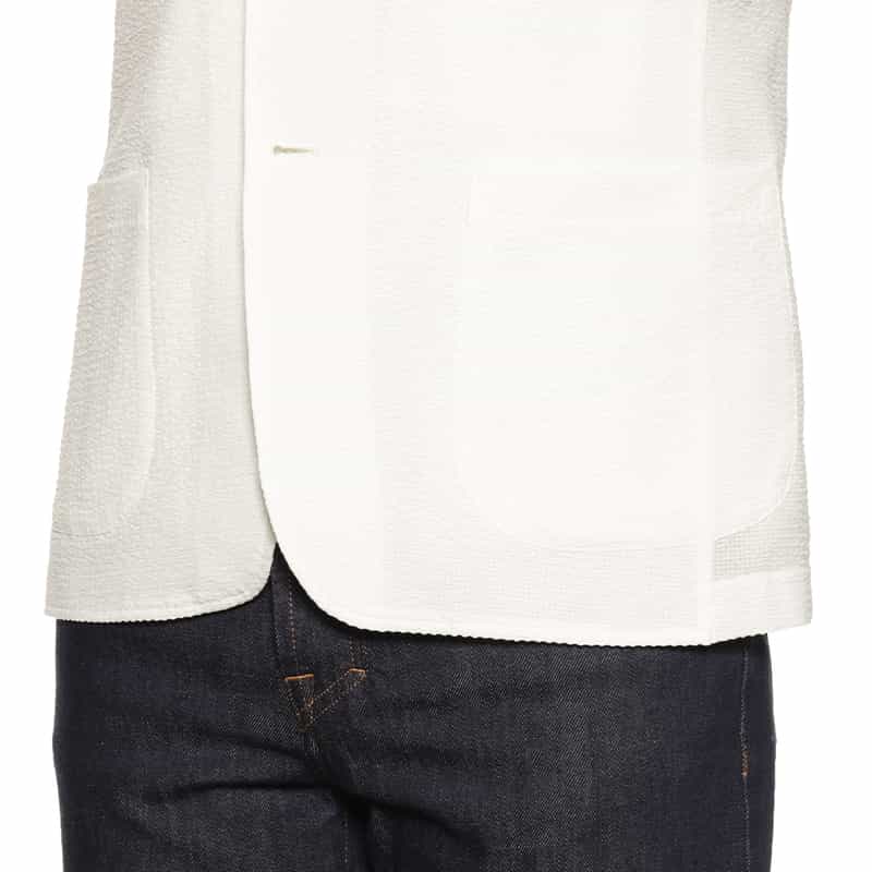 BARNEYS NEW YORK ストレッチサッカー素材 ジャケット WHITE