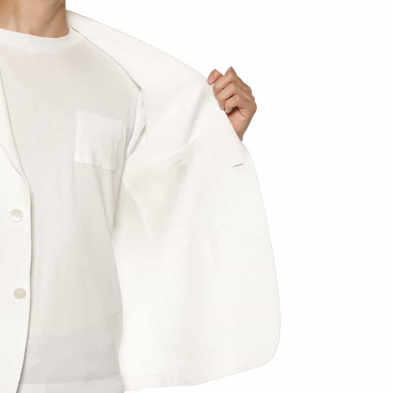 BARNEYS NEW YORK ストレッチサッカー素材 ジャケット WHITE