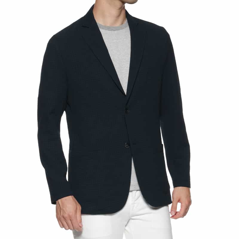 BARNEYS NEW YORK ストレッチサッカー素材 ジャケット NAVY