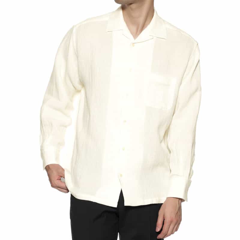 BARNEYS NEW YORK オープンカラーシャツ WHITE