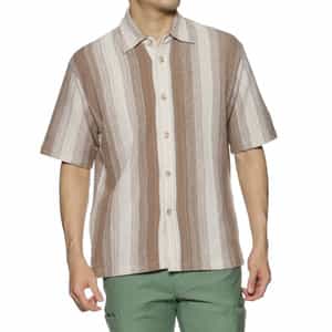 ストライプ柄ニットシャツ