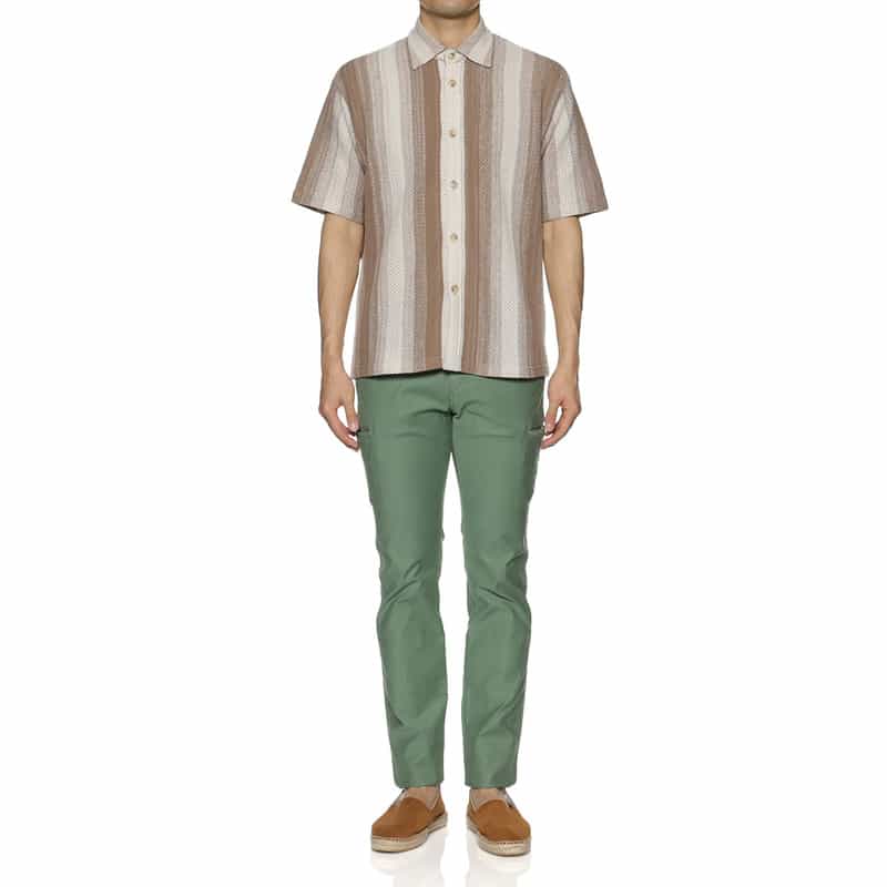 BARNEYS NEW YORK ストライプ柄ニットシャツ BEIGE