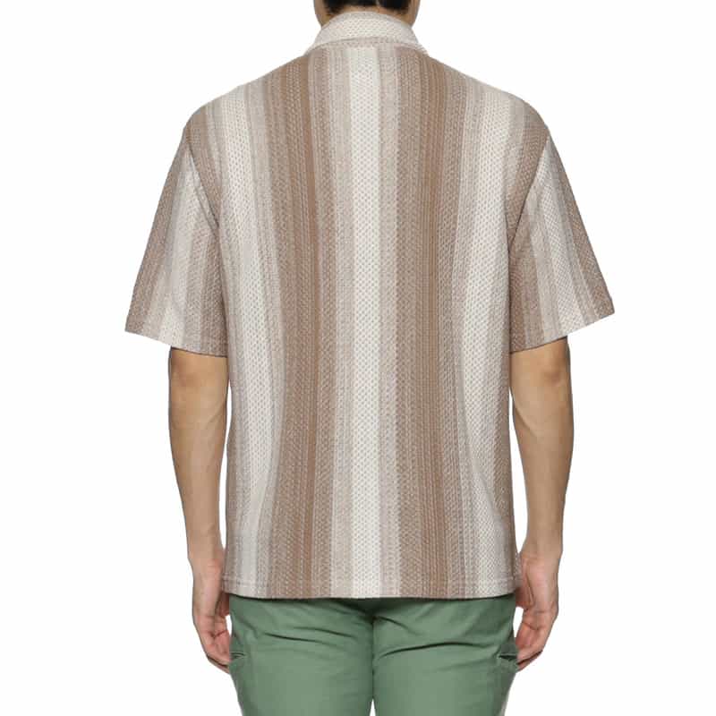 BARNEYS NEW YORK ストライプ柄ニットシャツ BEIGE