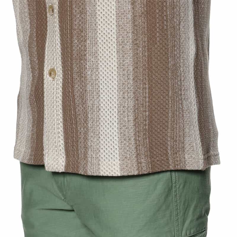 BARNEYS NEW YORK ストライプ柄ニットシャツ BEIGE