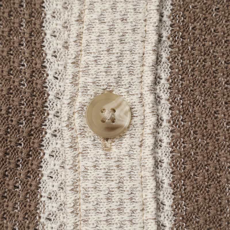 BARNEYS NEW YORK ストライプ柄ニットシャツ BEIGE