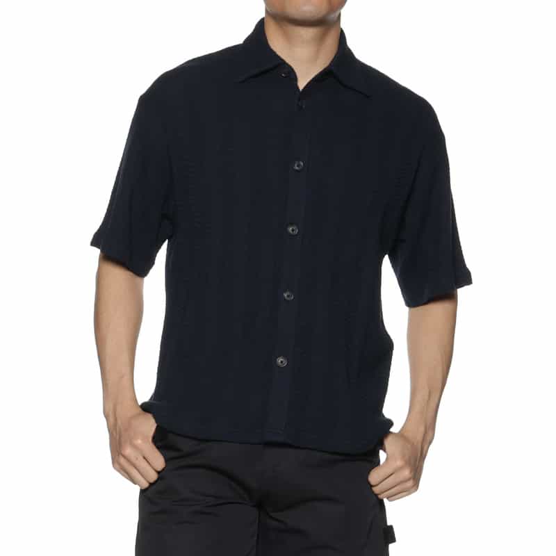 BARNEYS NEW YORK ニットシャツ NAVY