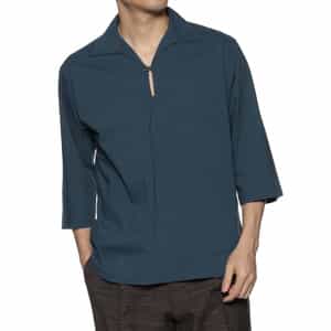バーニーズニューヨーク　カプリシャツ　リネン100%　ネイビー　L カプリシャツ（2235810）｜BARNEYS NEW YORK(バーニーズ