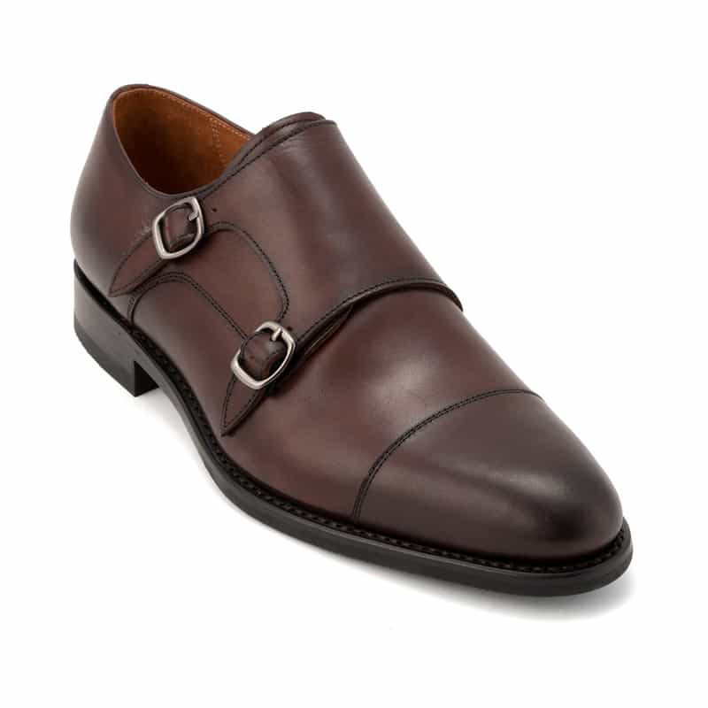 BARNEYS NEW YORK ダブルモンクストラップシューズ DARK BROWN