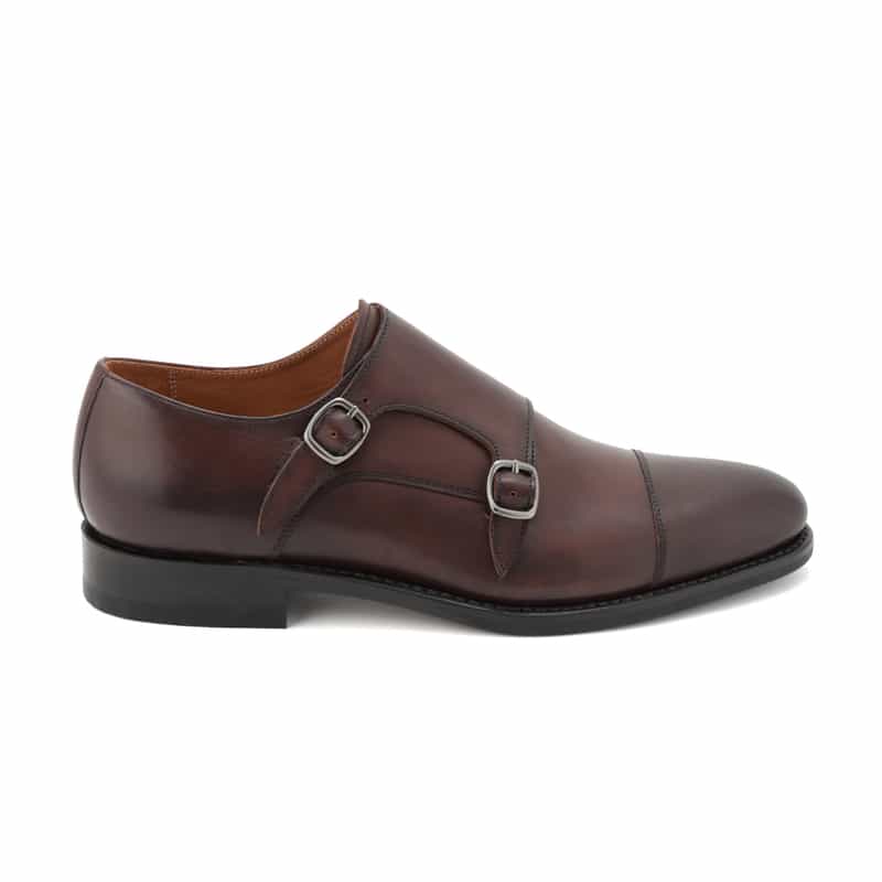 BARNEYS NEW YORK ダブルモンクストラップシューズ DARK BROWN