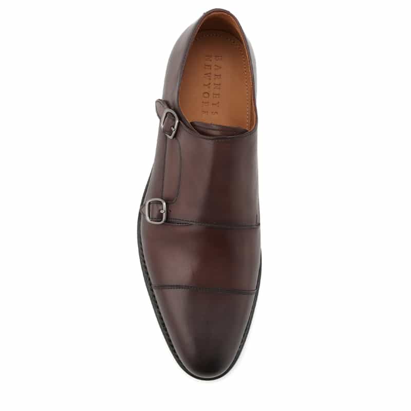 BARNEYS NEW YORK ダブルモンクストラップシューズ DARK BROWN