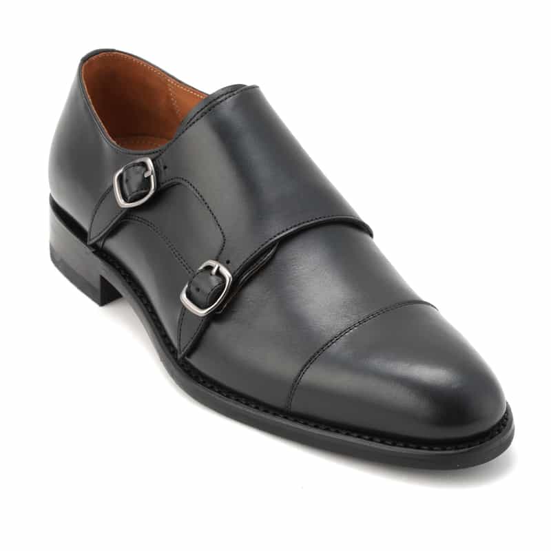 BARNEYS NEW YORK ダブルモンクストラップシューズ BLACK