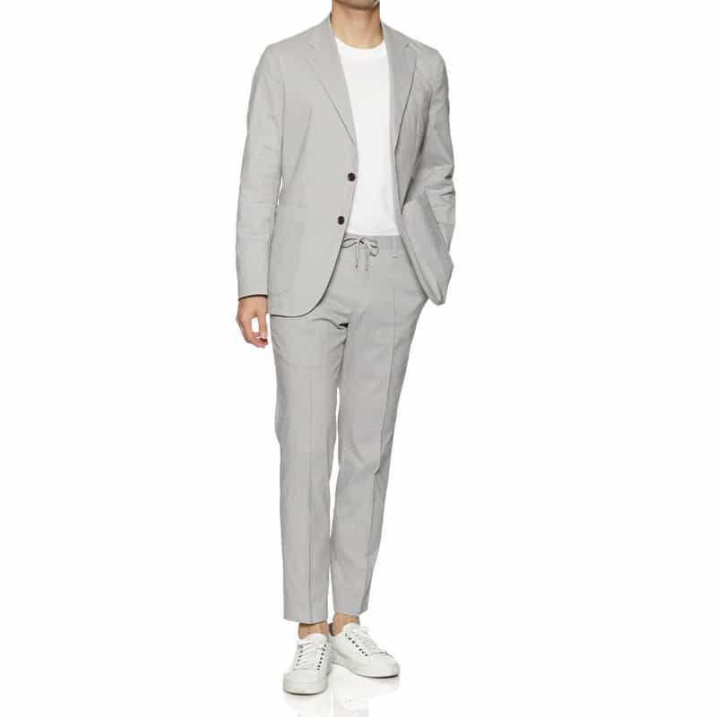 BARNEYS NEW YORK セットアップCOOLMAXサッカー素材パンツ LT BLUE