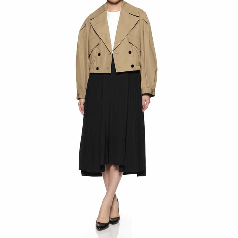 BARNEYS NEW YORK ショート丈トレンチ ギャザー ブルゾン BEIGE