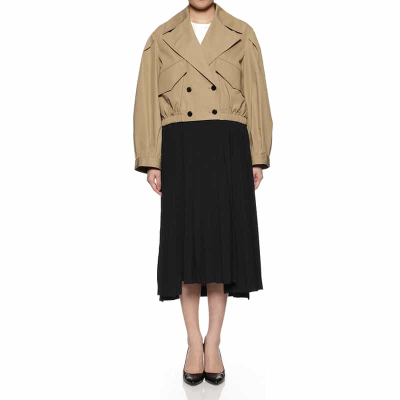 BARNEYS NEW YORK ショート丈トレンチ ギャザー ブルゾン BEIGE