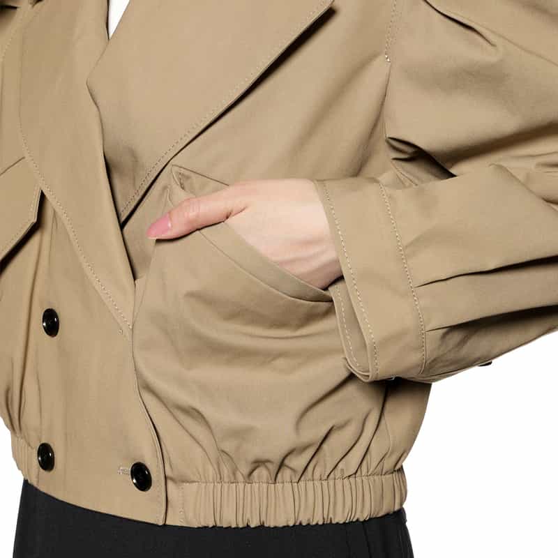BARNEYS NEW YORK ショート丈トレンチ ギャザー ブルゾン BEIGE