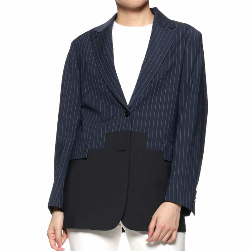 BARNEYS NEW YORK 切り替えオーバーサイズ ジャケット NAVY