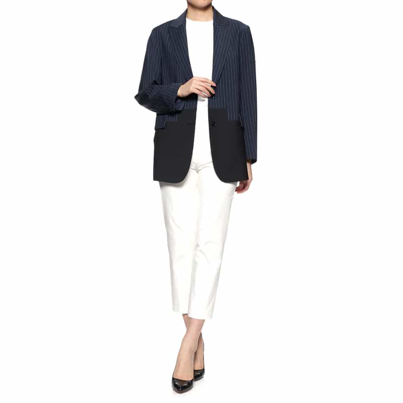 BARNEYS NEW YORK 切り替えオーバーサイズ ジャケット NAVY