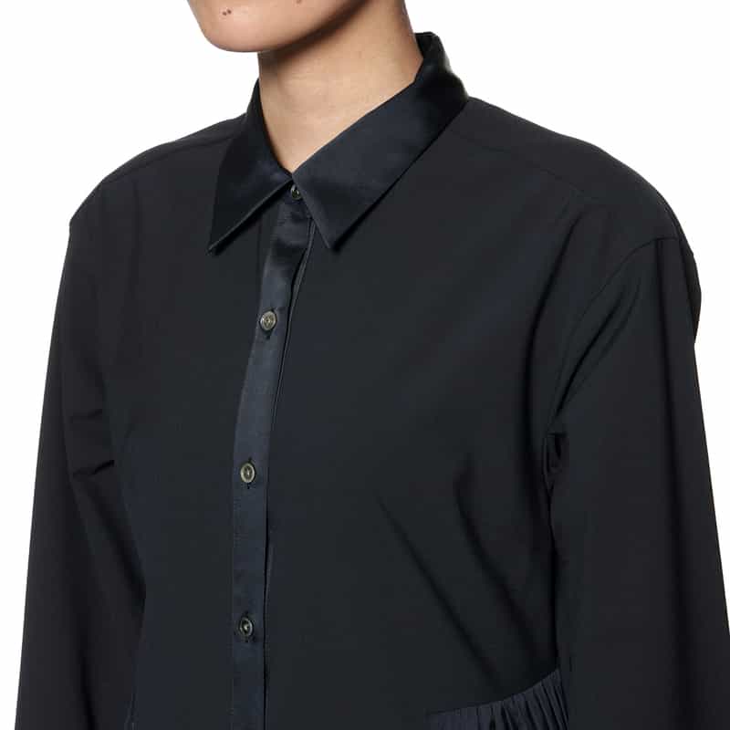 BARNEYS NEW YORK プリーツドッキング ドレス NAVY