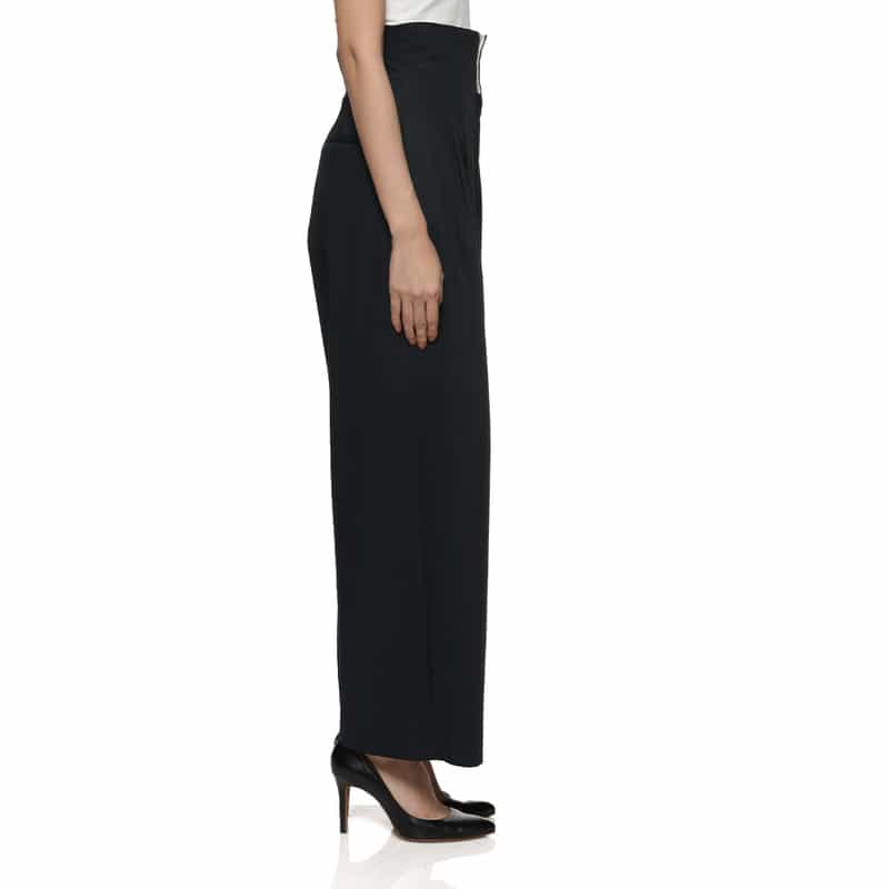 BARNEYS NEW YORK ウォッシャブル ツイルワイドシルエットパンツ NAVY