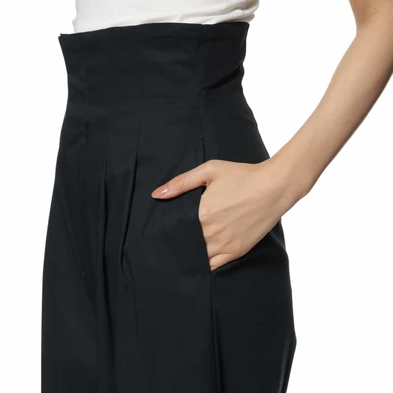 BARNEYS NEW YORK ウォッシャブル ツイルワイドシルエットパンツ NAVY