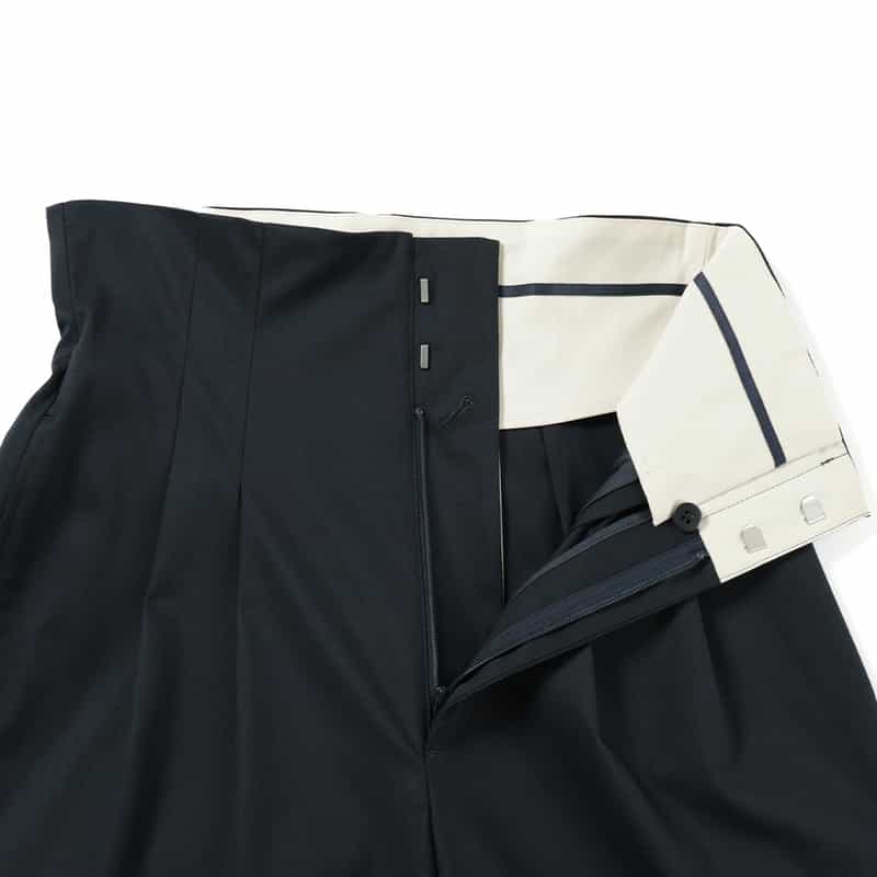 BARNEYS NEW YORK ウォッシャブル ツイルワイドシルエットパンツ NAVY