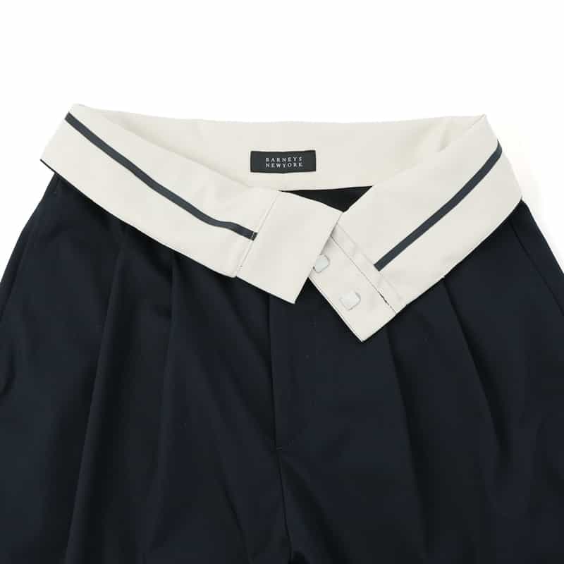 BARNEYS NEW YORK ウォッシャブル ツイルワイドシルエットパンツ NAVY