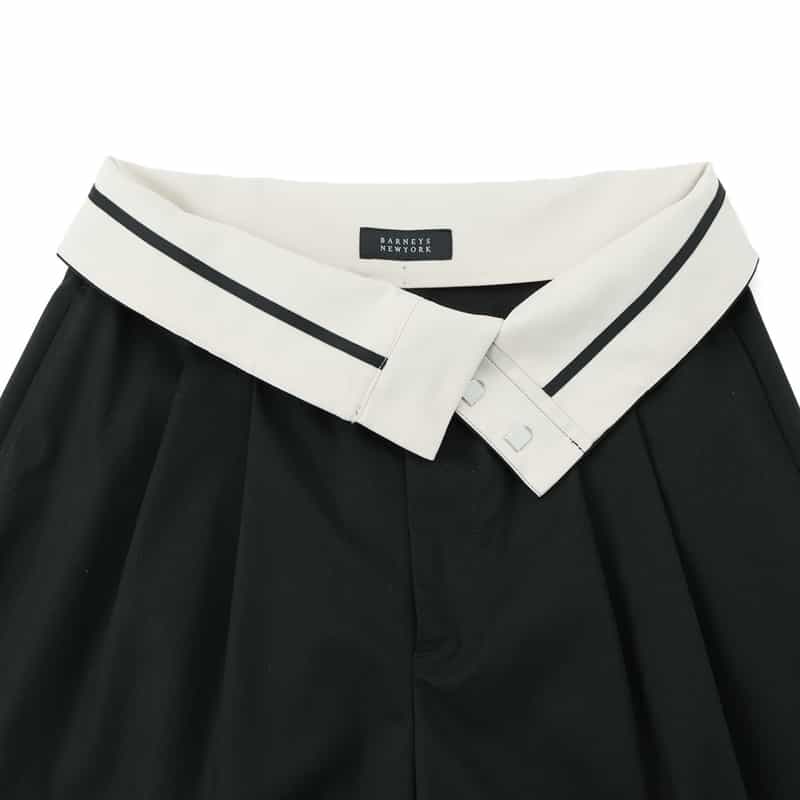BARNEYS NEW YORK ウォッシャブル ツイルワイドシルエットパンツ BLACK