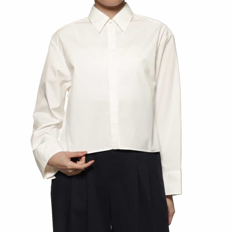 BARNEYS NEW YORK ウォッシャブルバックリボンシャツ WHITE