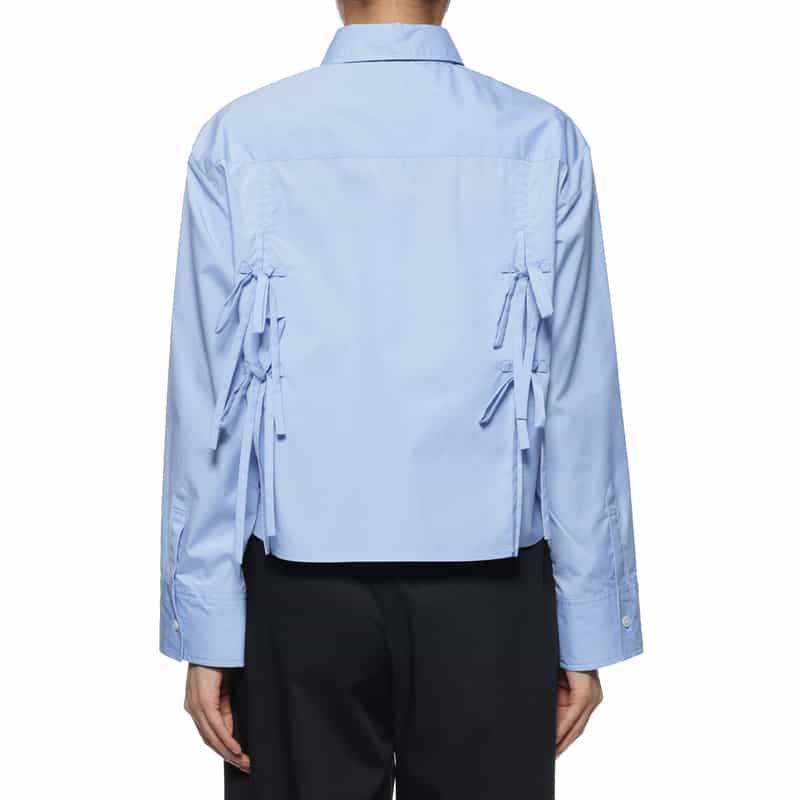 BARNEYS NEW YORK ウォッシャブルバックリボンシャツ BLUE