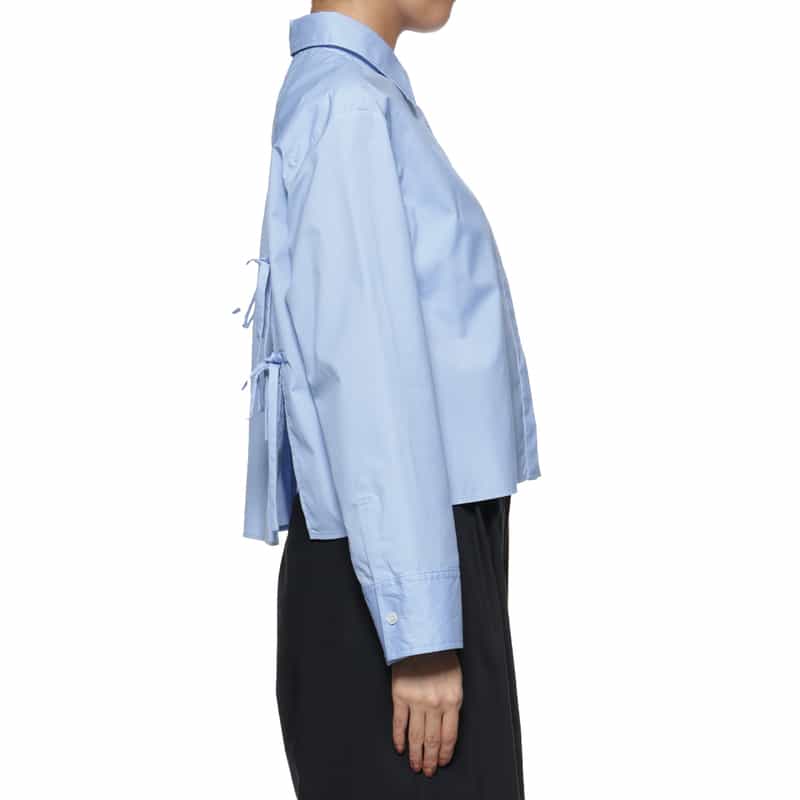 BARNEYS NEW YORK ウォッシャブルバックリボンシャツ BLUE