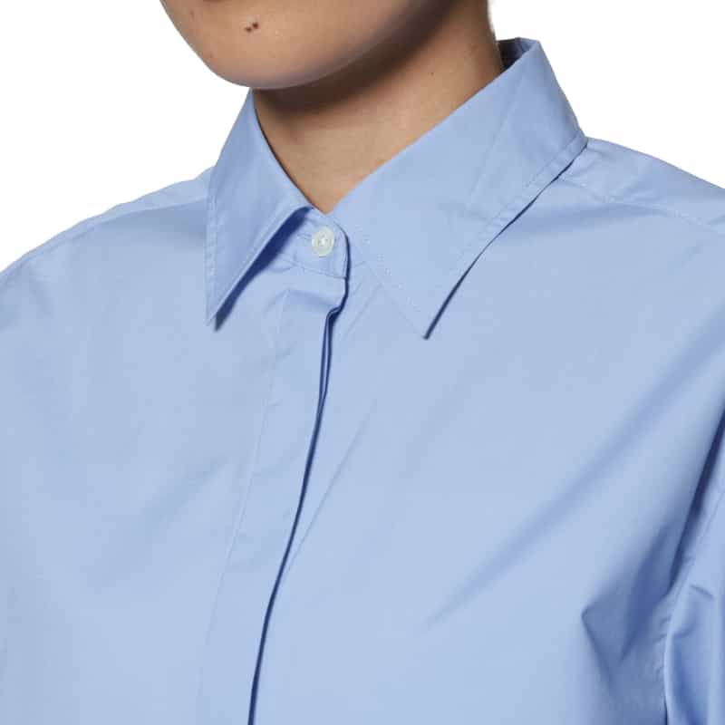 BARNEYS NEW YORK ウォッシャブルバックリボンシャツ BLUE