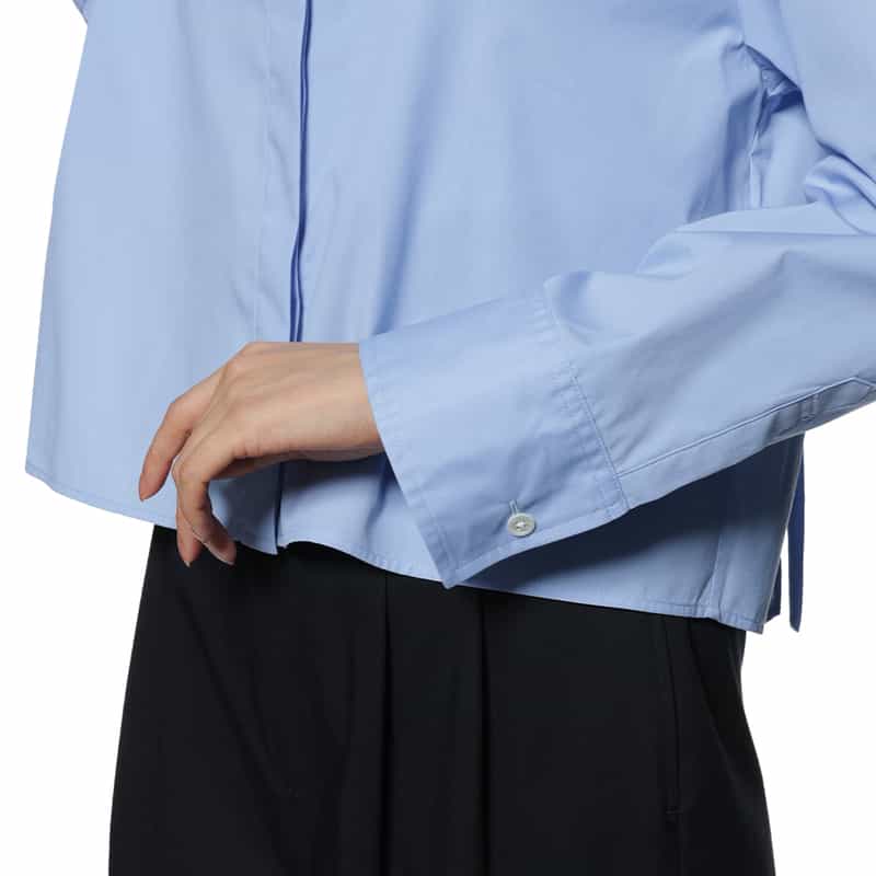 BARNEYS NEW YORK ウォッシャブルバックリボンシャツ BLUE