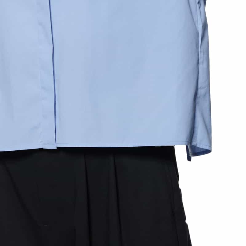 BARNEYS NEW YORK ウォッシャブルバックリボンシャツ BLUE