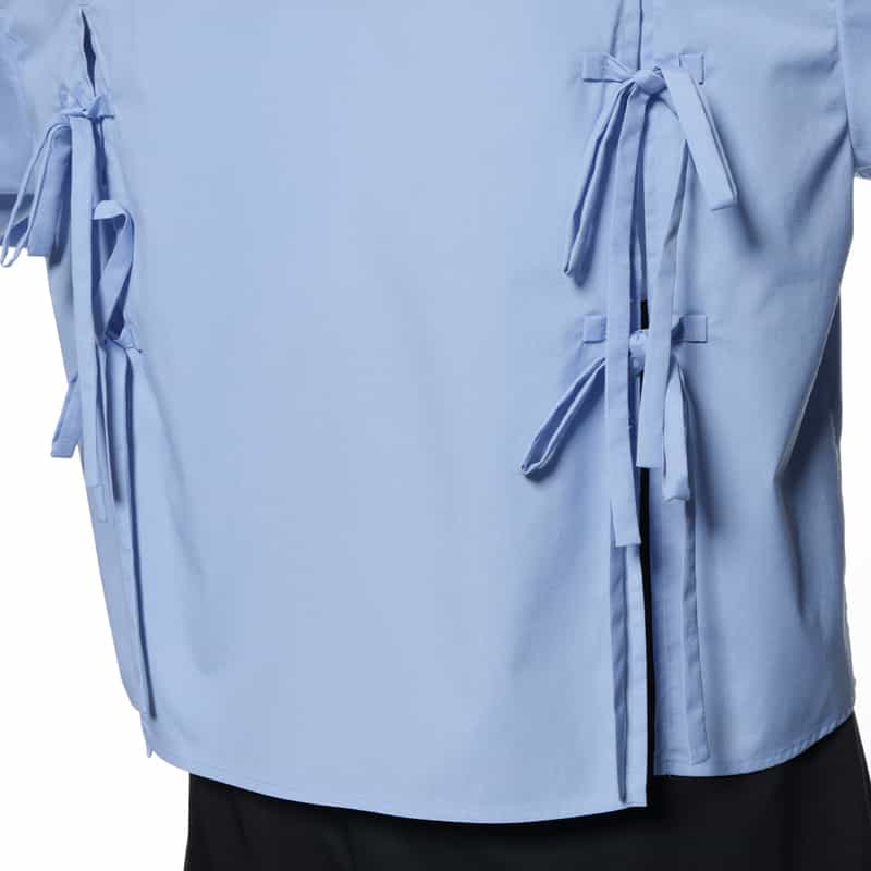 BARNEYS NEW YORK ウォッシャブルバックリボンシャツ BLUE