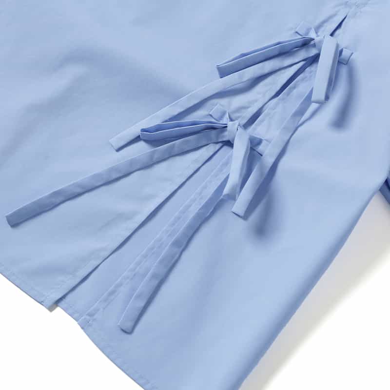 BARNEYS NEW YORK ウォッシャブルバックリボンシャツ BLUE