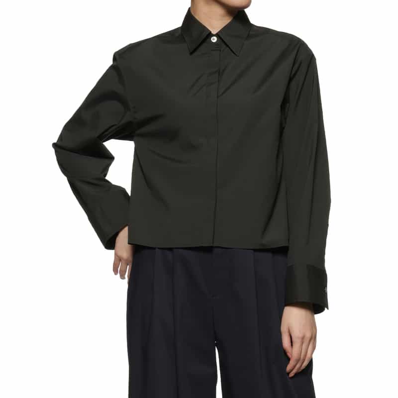 BARNEYS NEW YORK ウォッシャブルバックリボンシャツ BLACK