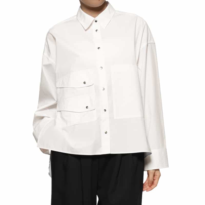 BARNEYS NEW YORK ウォッシャブルオーバーサイズシャツ WHITE